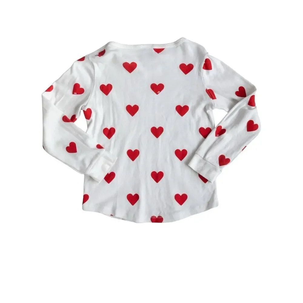 Petit Bateau Heart Sleepwear Red White Girls 5T Valentine’s Pajama Set